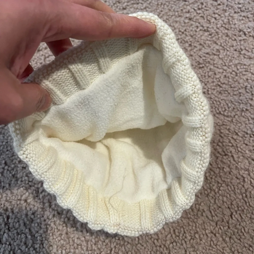 Fashion Y2K Unisex Cream Thick Cable Knit Beanie